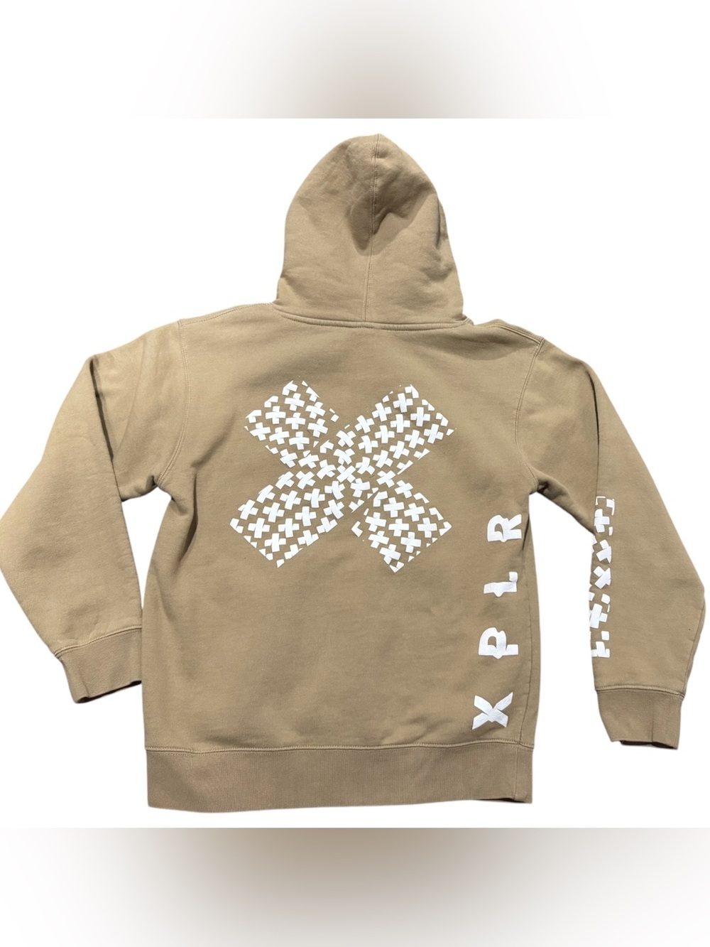Sam & Colby XPLR Tan Hoodie with Logo Size Small Heavyweight Comfy